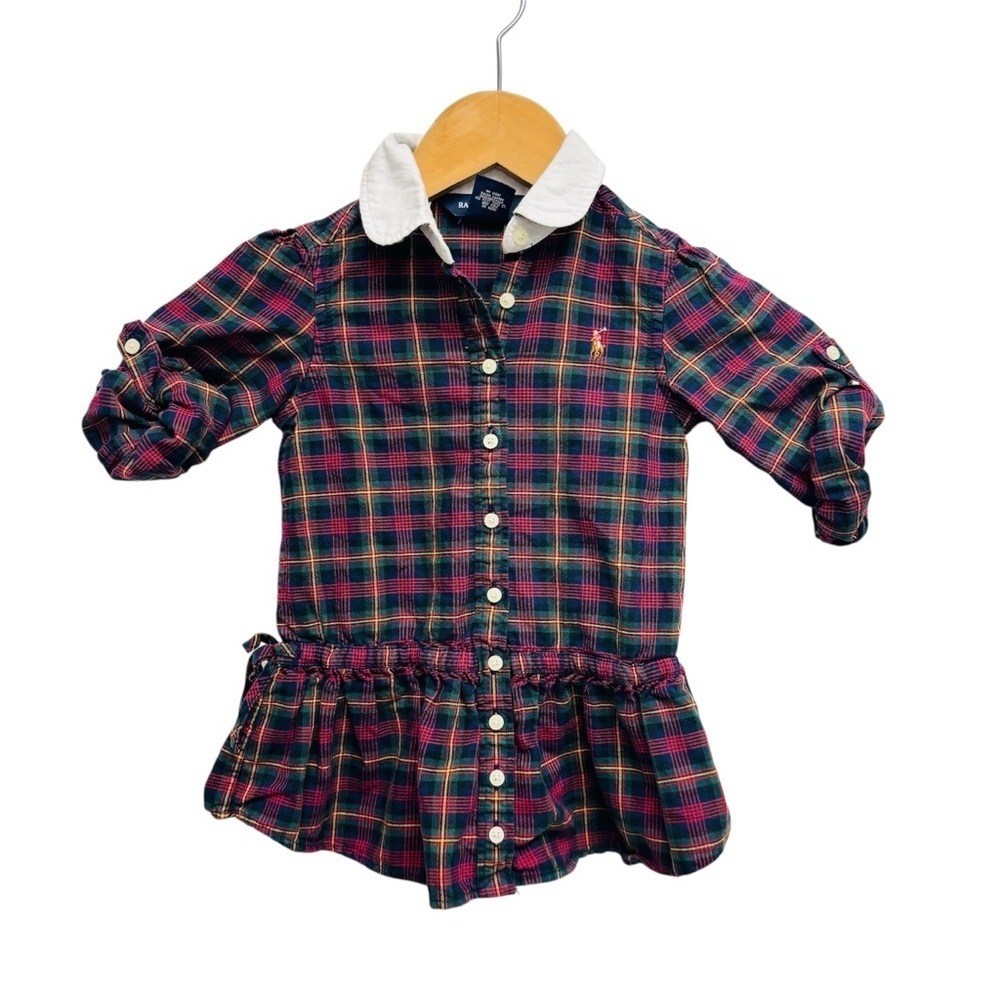 Ralph Lauren Girls Plaid Cotton Twill Shirt Dress